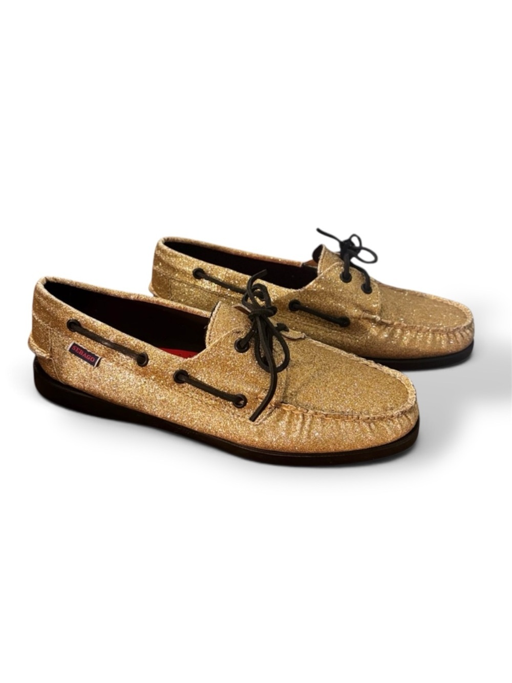 Sebago Portland Glitter Boat Shoes Gold Size 10.5 Women’s NWOT
